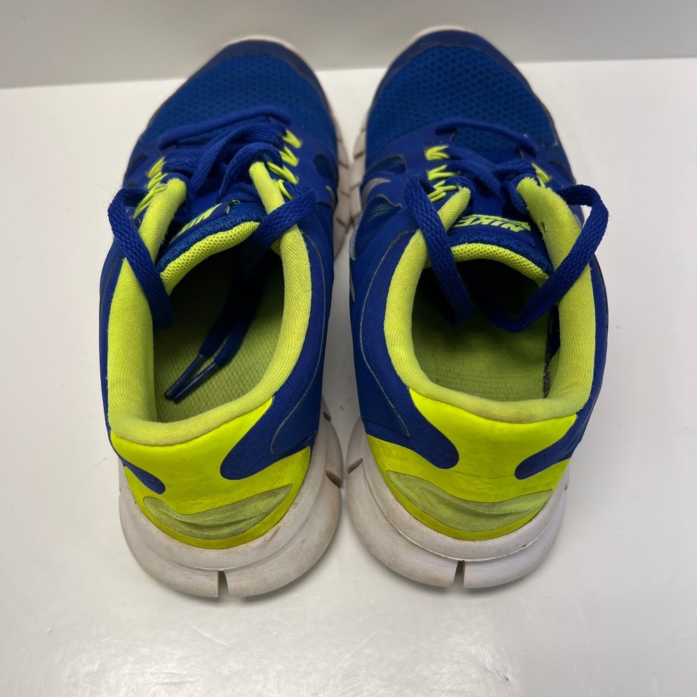 Nike Free 5.0 Kids Running Shoes 4Y Hyper Blue Metallic Silver Neon Sneakers - Picture 6 of 8